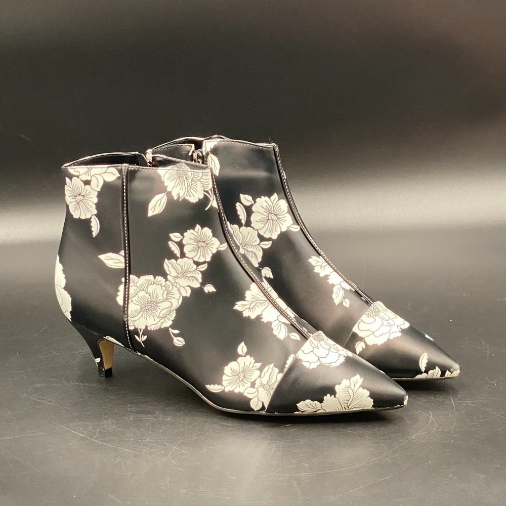 XYD Flower Pointed Toe Side Zippers Low Kitten Heel Ankle Boots.🌸🌸🌸 - Picture 5 of 10